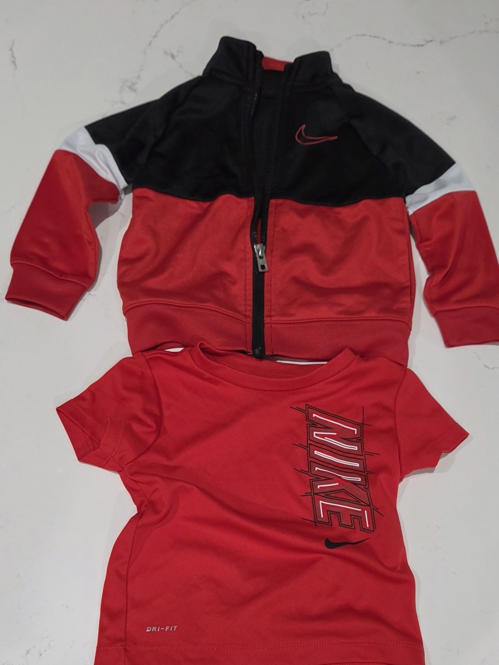 Nike Kids' Red and Black Zip Jacket & Red Tee Set